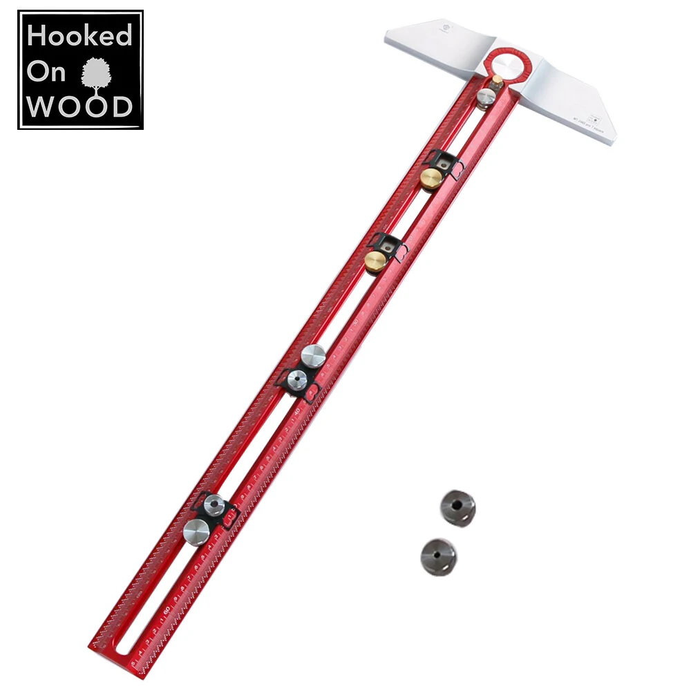 HONGDUI Hooked On Wood MT-2465 PRO Scriber Marking T Square Ruler Aluminum Alloy Hole Positioning Marking Gauge (image for) HONGDUI Hooked On Wood MT-2465 PRO Scriber Marking T Square Ruler Aluminum Alloy Hole Positioning Marking Gauge